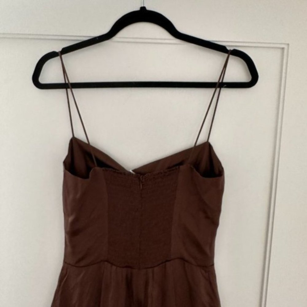 NWT Reformation Frankie Silk Maxi Dress SZ 4 Cafe Brown Center Back Slit - Picture 7 of 10